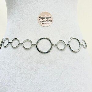 Silver circle ring waist chain belt with adjustable length